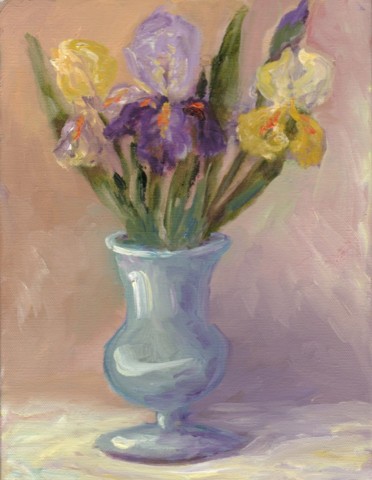 Iris in a Blue Vase